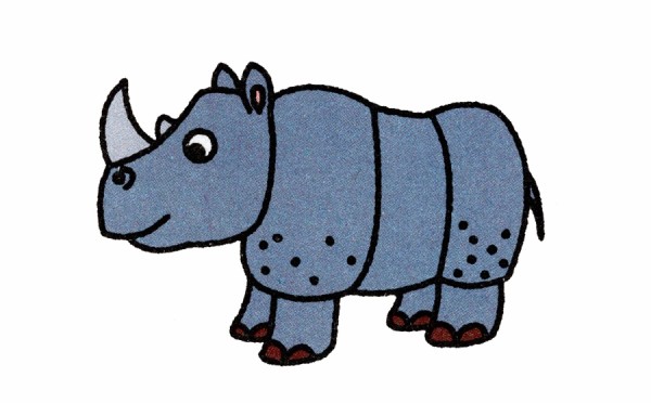 How to draw a cartoon rhinoceros in simple strokes