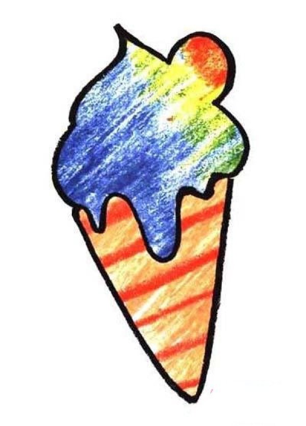 Primary school students' simple drawing pictures of colored ice cream