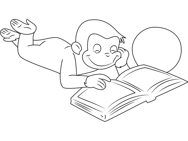 Simple drawing picture of a monkey who loves to learn