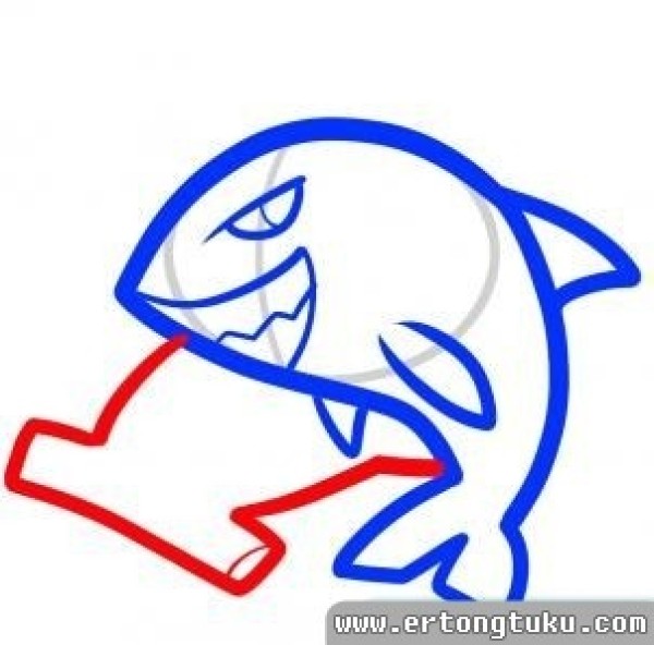 Step by step drawing of shark with simple strokes