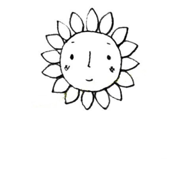 Miss Sunflower Simple Drawing Tutorial