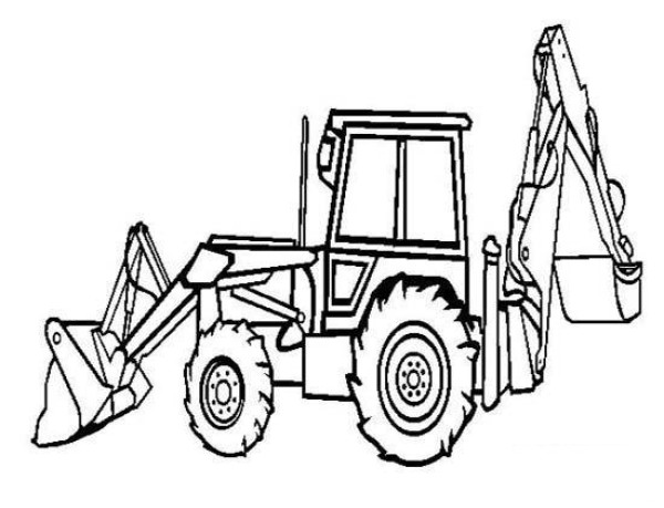 Backhoe loader simple drawing picture