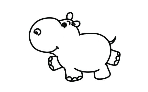 Simple drawing and coloring tutorial of a strong big hippopotamus