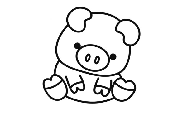 Cartoon pig simple drawing coloring method