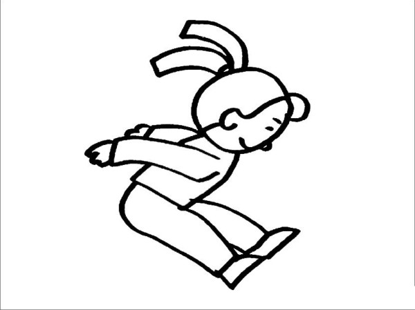 Simple drawing of little girl long jump