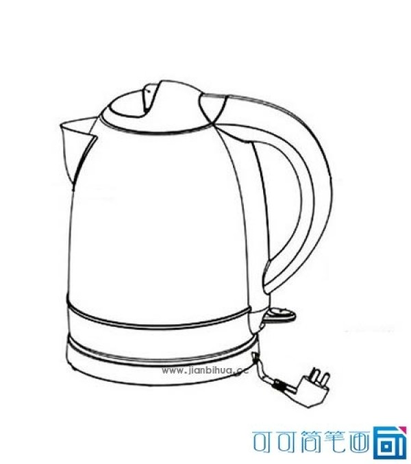 How to draw an electric kettle with simple strokes