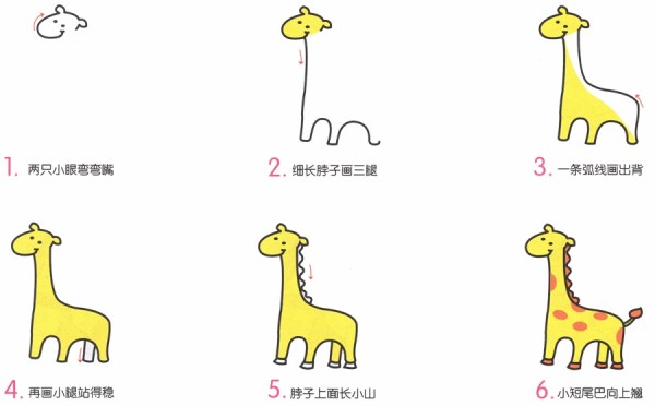 How to draw a giraffe with simple strokes for children