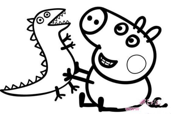 Peppa Pig and Mr. Dinosaur simple drawing pictures