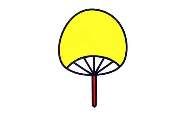 How to draw a small yellow fan with simple strokes