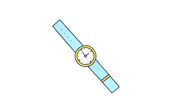 Step by step drawing of cute watch cartoon