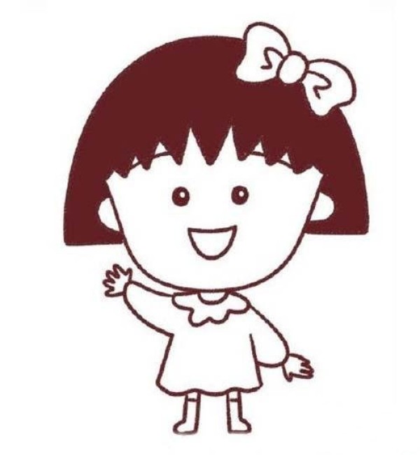 Childrens simple drawing picture of cute little Sakura Maruko-chan