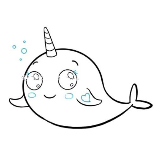 How to draw a cute narwhal