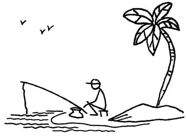 Angler and coconut tree