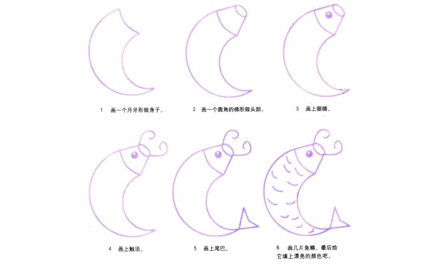 Step by step drawing method of simple strokes of red carp