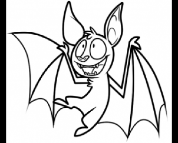 Step-by-step drawing of bat with simple strokes