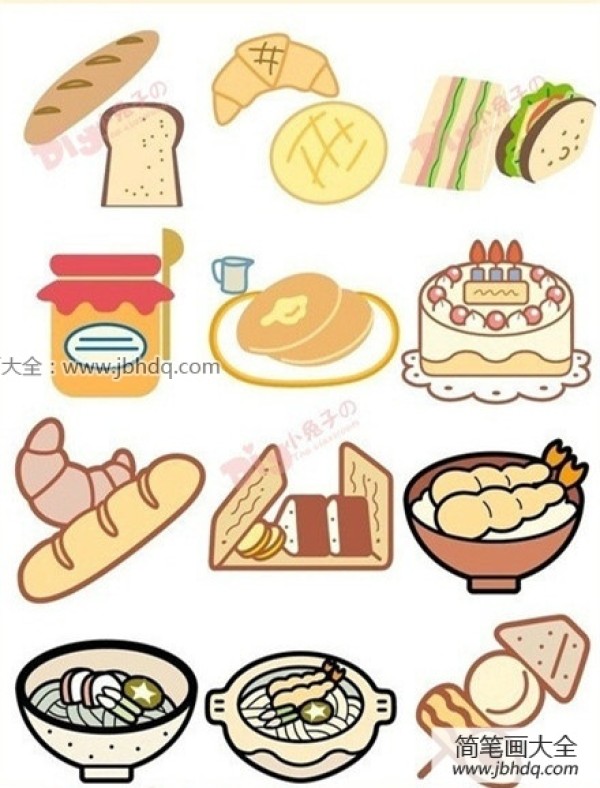 Simple drawings of delicious cute food