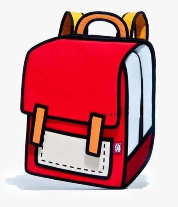 A complete picture of simple strokes of childrens red backpack