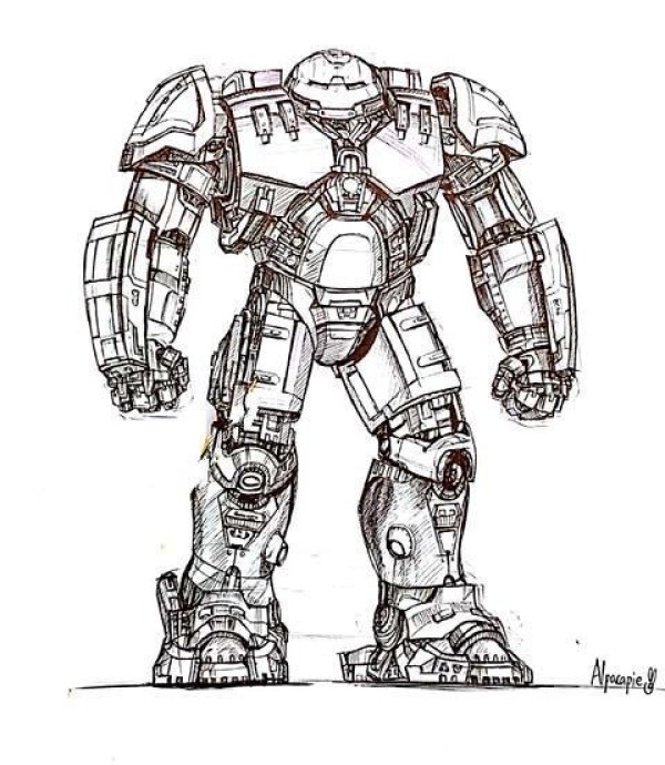 Iron Man Hulkbuster Armor Simple Drawing Picture