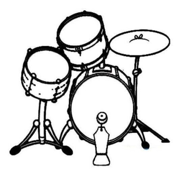 Large picture of simple strokes of drum set for primary school students