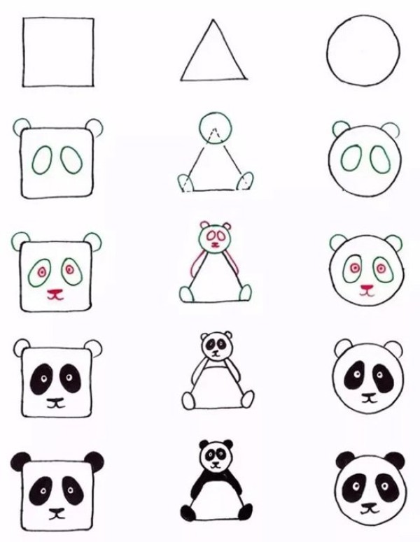 Giant Panda Simple Drawing Three Ways to Draw a Panda