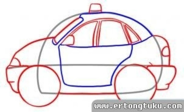 How to draw a police car with simple drawing steps