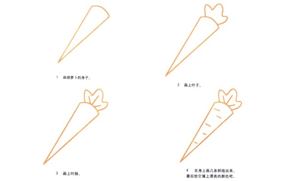 Sharing how to draw cartoon carrots in simple strokes