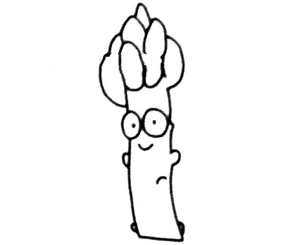 Learn to draw cartoon asparagus in four steps