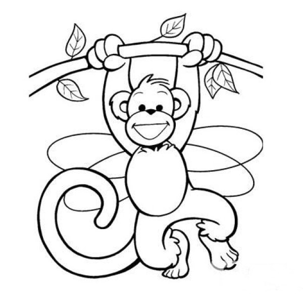 Simple drawing of monkey with wings