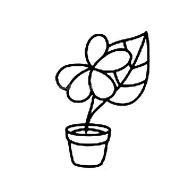 A set of simple sketches of potted flowers