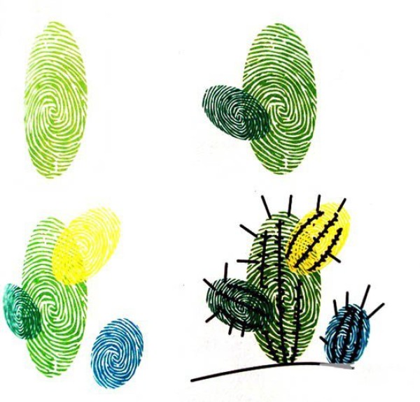 Cactus Childrens Creative Fingerprint Painting Pictures