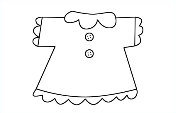 Simple drawing steps of little girls clothes