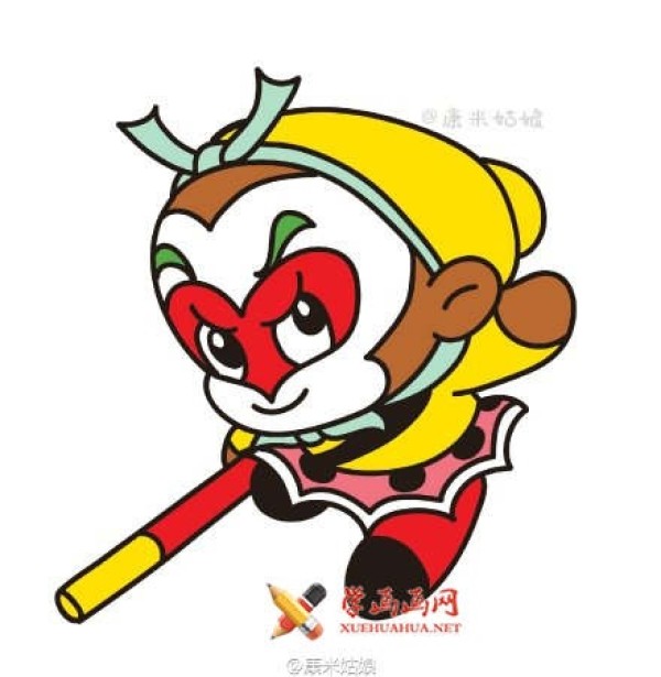 Childrens cartoon simple drawing Monkey King