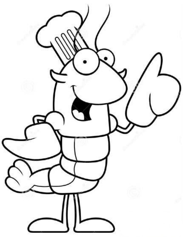 Childrens cartoon chef simple drawing picture: Shrimp Master