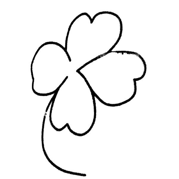 Six beautiful simple drawing pictures of four-leaf clover