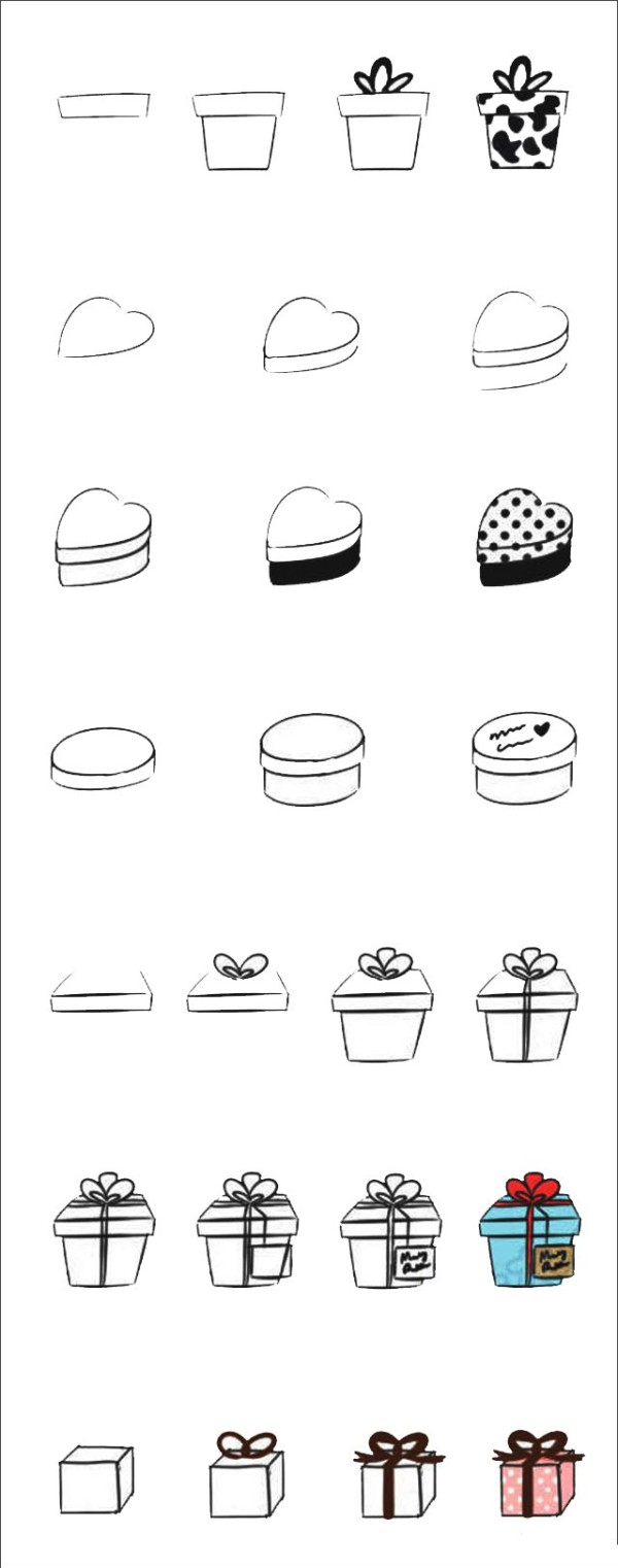 Simple drawing of a set of gift boxes