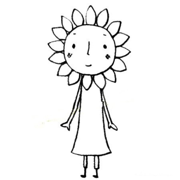 Miss Sunflower Simple Drawing Tutorial