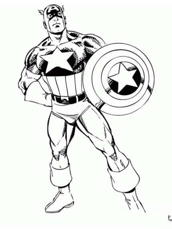 Simple drawing picture of Captain America holding shield