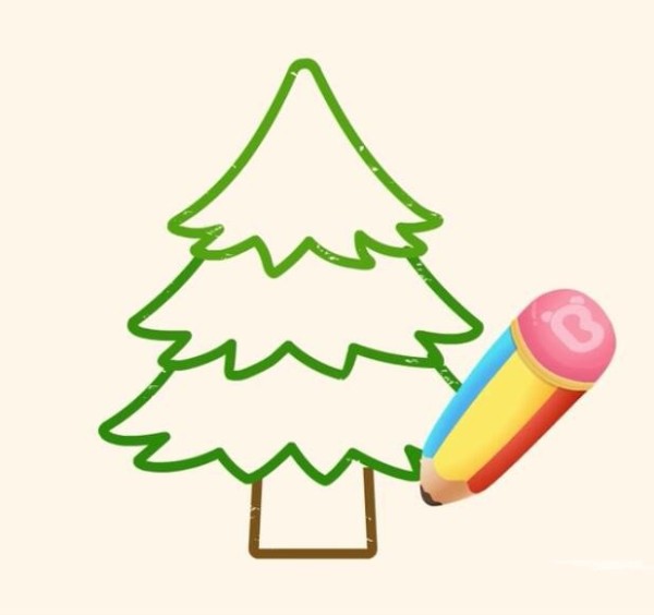 Magic simple drawing pine tree