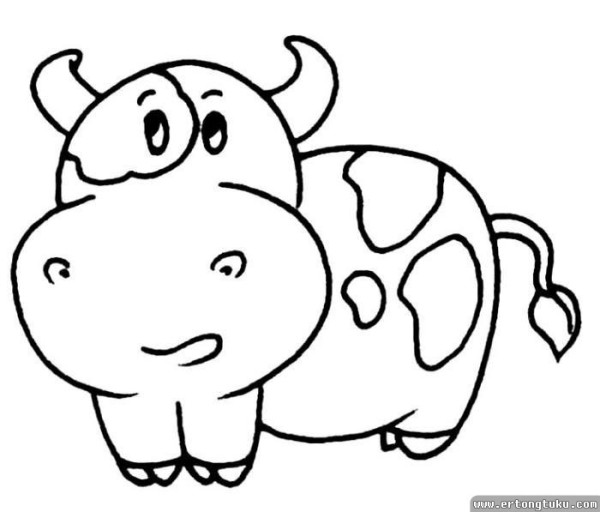 Cartoon cow simple drawing material