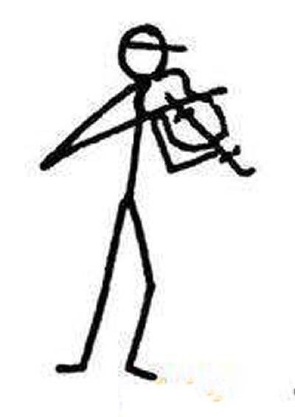 Simple drawing picture of stickman playing violin