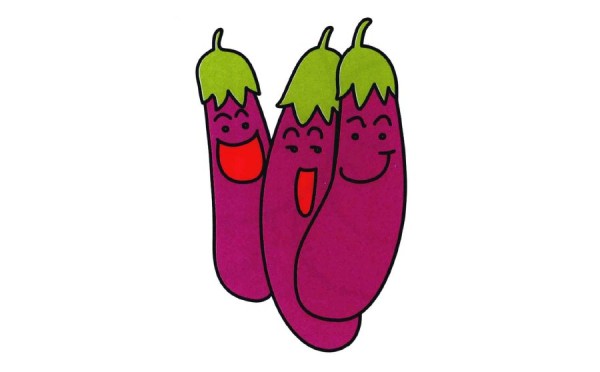 Cartoon eggplant simple strokes