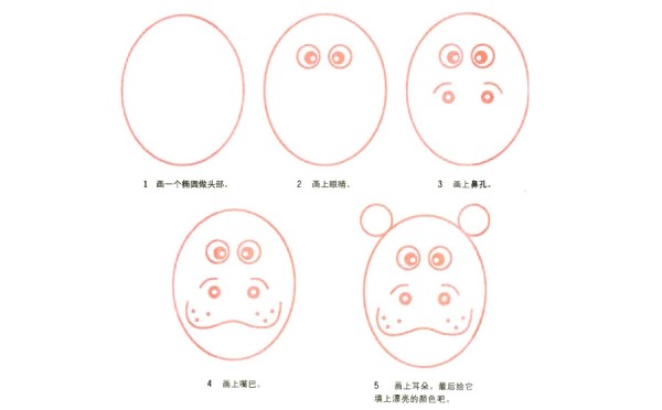 How to draw cute little hippopotamus in simple strokes