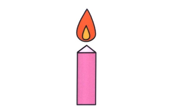 Tutorial on how to draw a burning candle in simple strokes