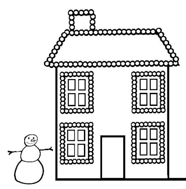 Christmas pictures simple drawing of a house filled with small lights