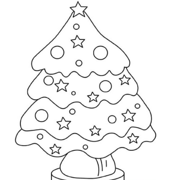 Childrens simple drawing of Christmas tree