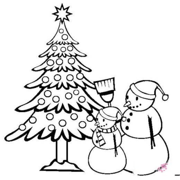 Childrens cute Christmas snowman simple drawing picture