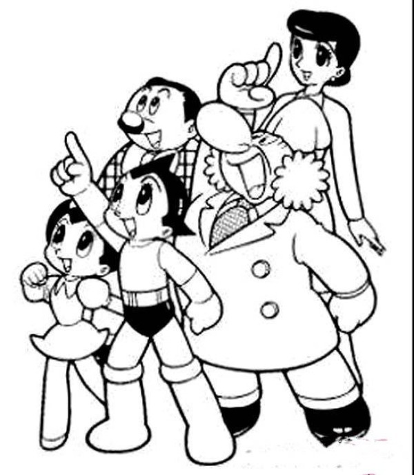 A complete collection of simple drawing pictures of all Astro Boy characters