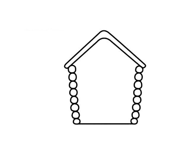 Simple drawing of wooden house