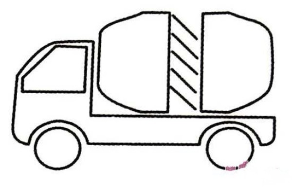 Simple drawing picture of drum concrete mixer truck