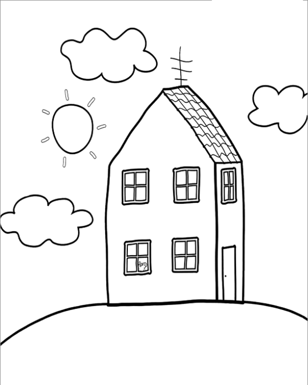 Childrens simple drawing pictures simple little house